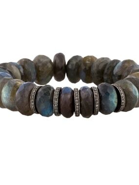 Sheryl Lowe Beaded Labradorite Bracelet with Diamond Rondelles